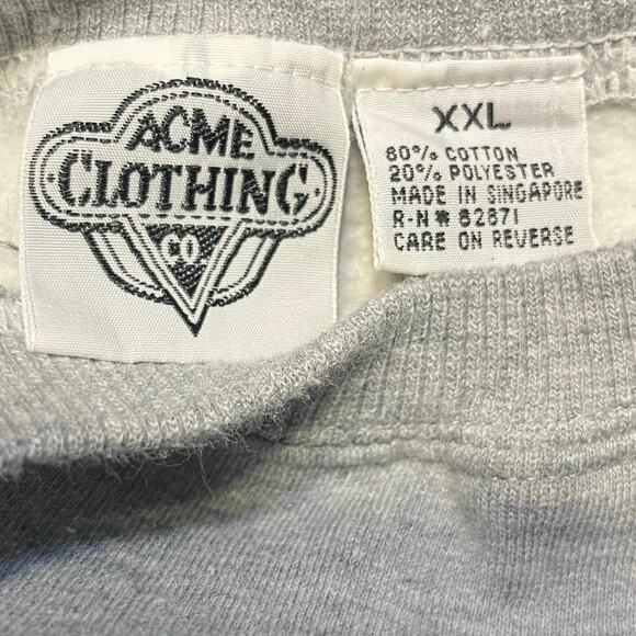 Vtg 1991 Acme Clothing Co Embroidered Looney Tunes Sweatshirt XXL Gray Cartoon - Picture 5 of 6